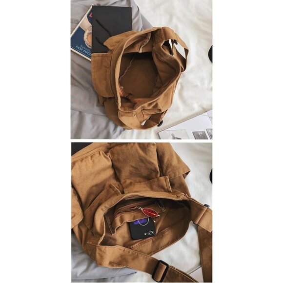 Canvas Crossbody Bag for Women Large Messenger Bags Travel Shoulder Bag Multi-po - Picture 4 of 7